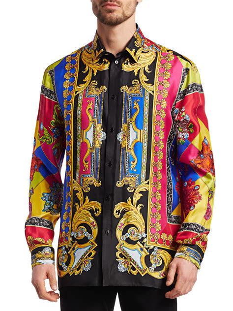 versace silk shirt for men|Versace silk shirt price.